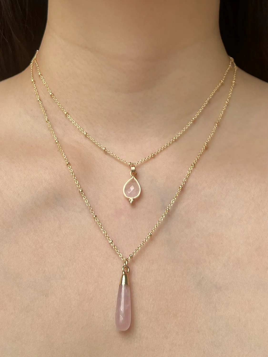 Flow Stone Hoops - Rose Quartz - Image 6