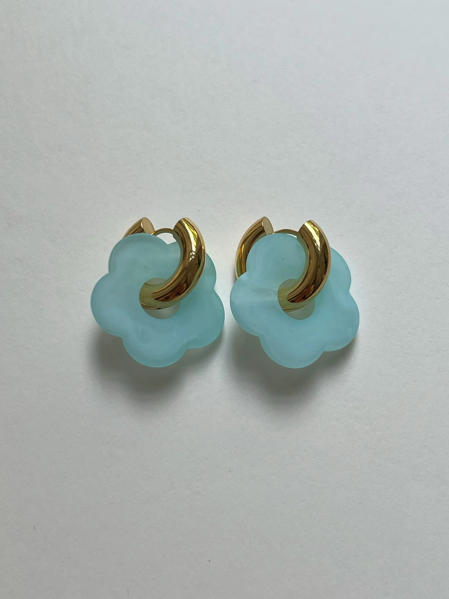 Flower Donut Hoops - Marbled Matte Blue - Image 3