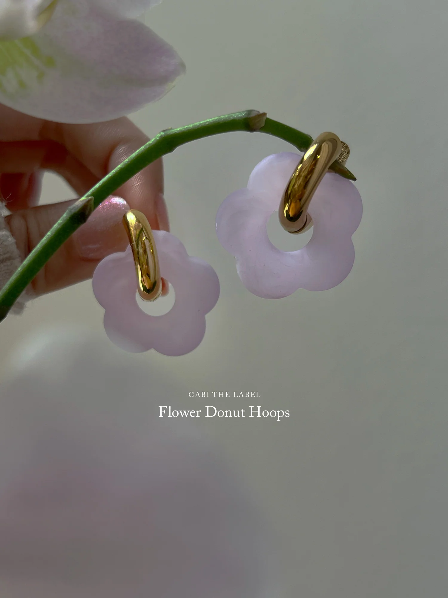 Flower Donut Hoops - Marbled Matte Lilac - Image 3