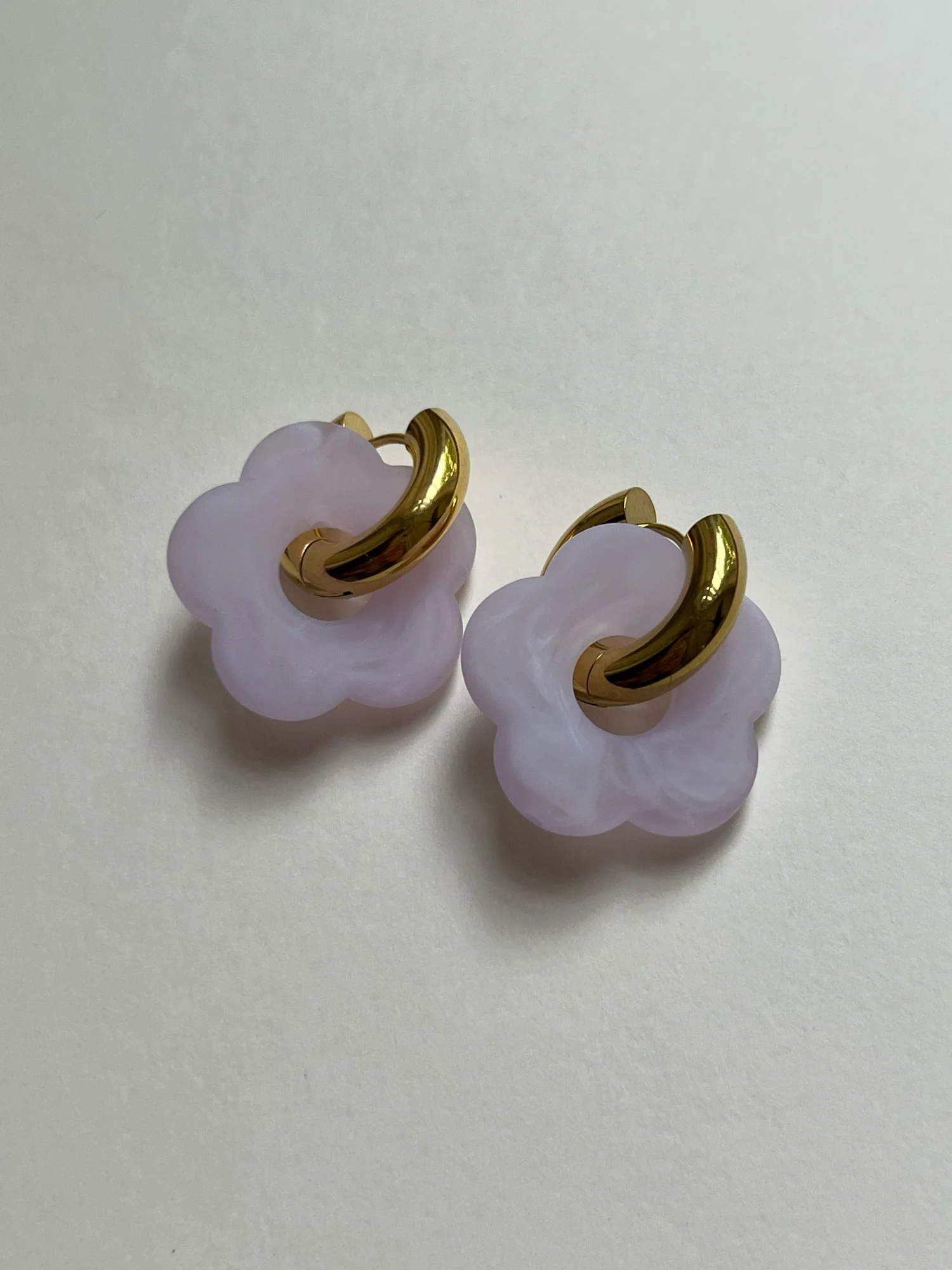 Flower Donut Hoops - Marbled Matte Lilac - Image 5
