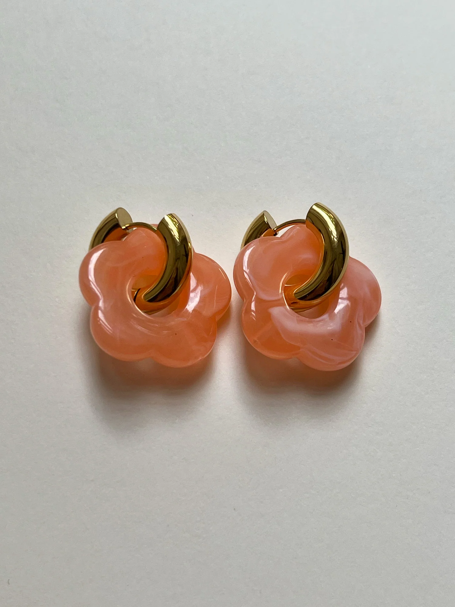 Flower Donut Hoops - Marbled Peach - Image 3