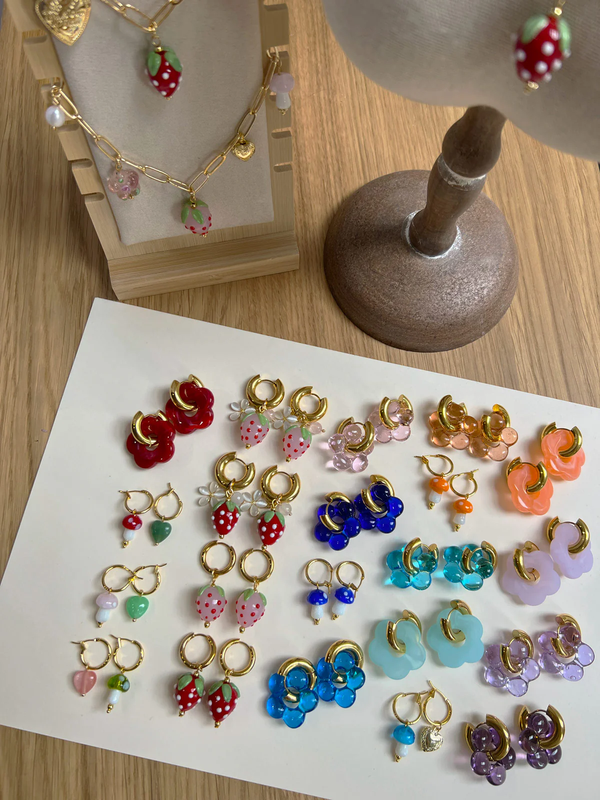Flower Donut Hoops - Marbled Red - Image 4
