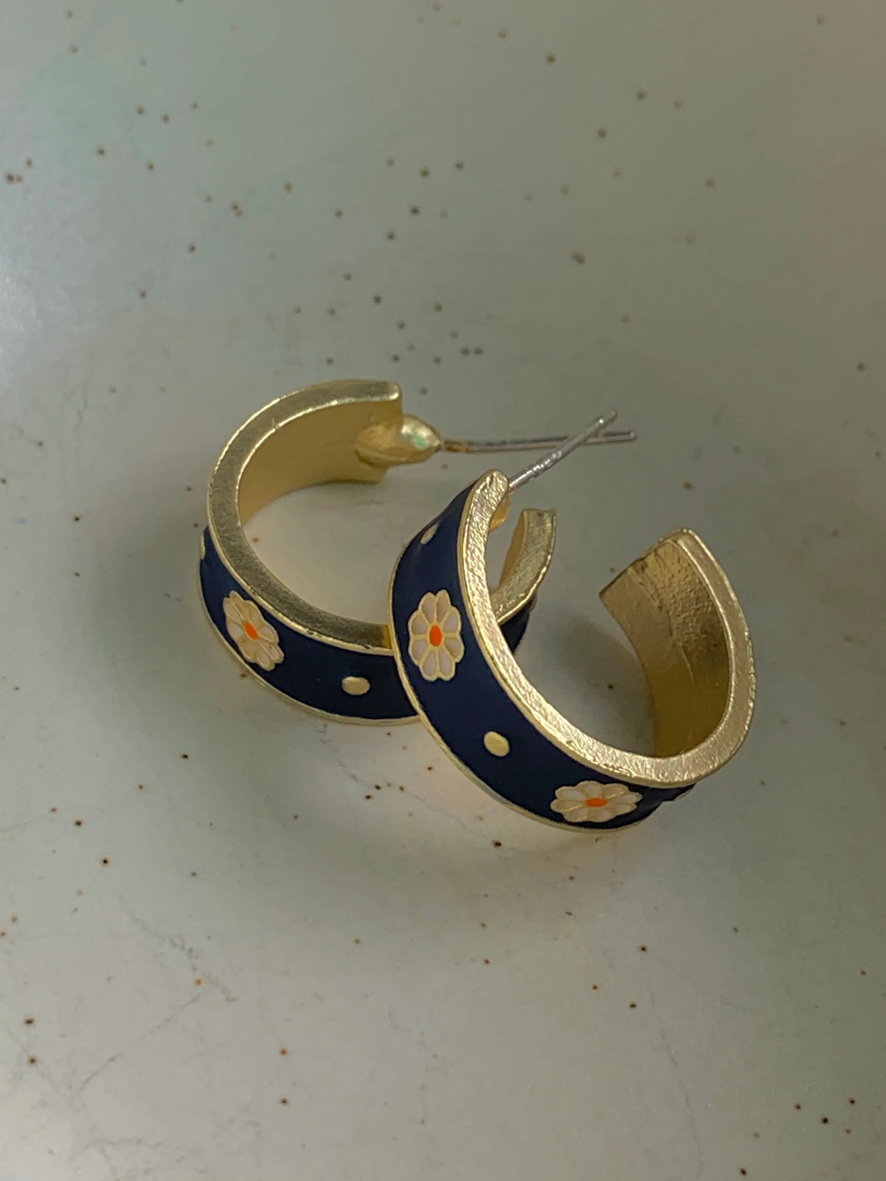 Flower Motif Matte Hoops - Image 3