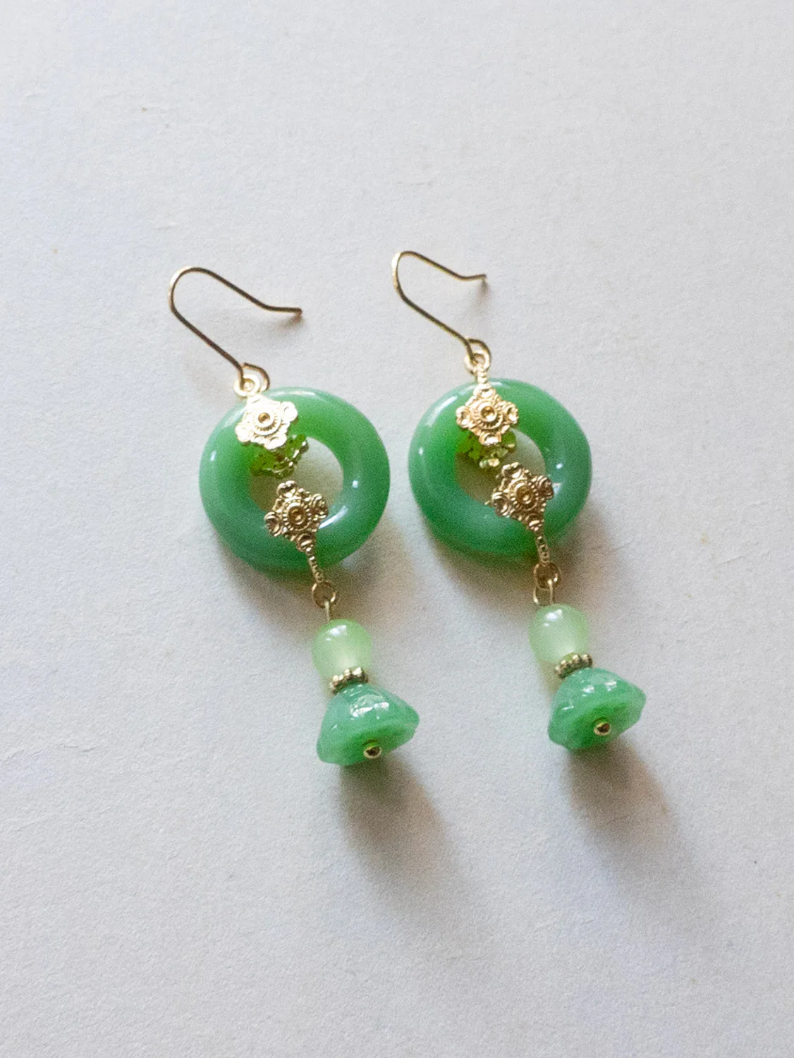 Fortune Green Jade Earrings - Image 2