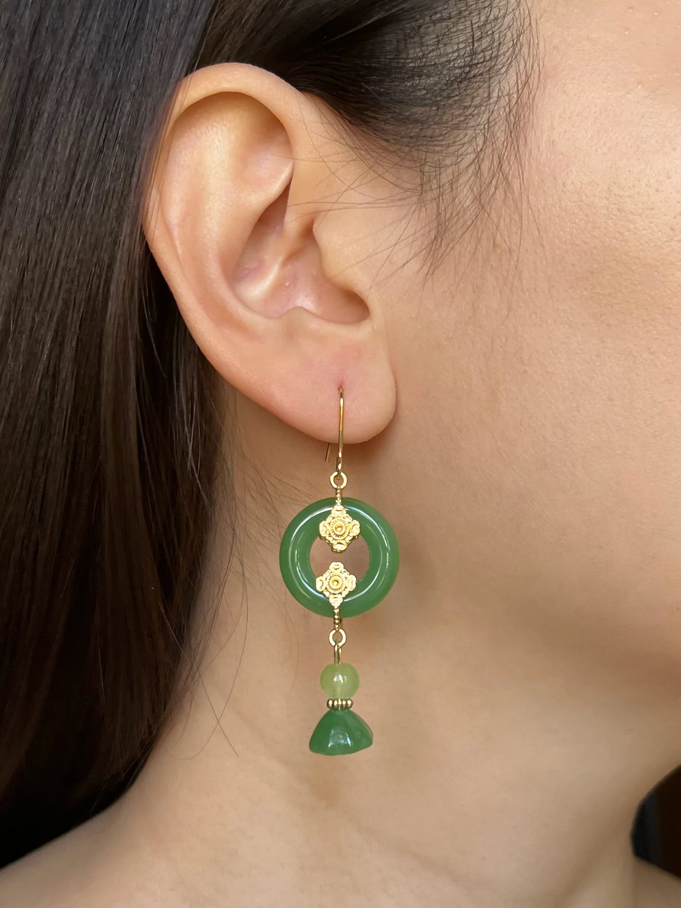 Fortune Green Jade Earrings - Image 3