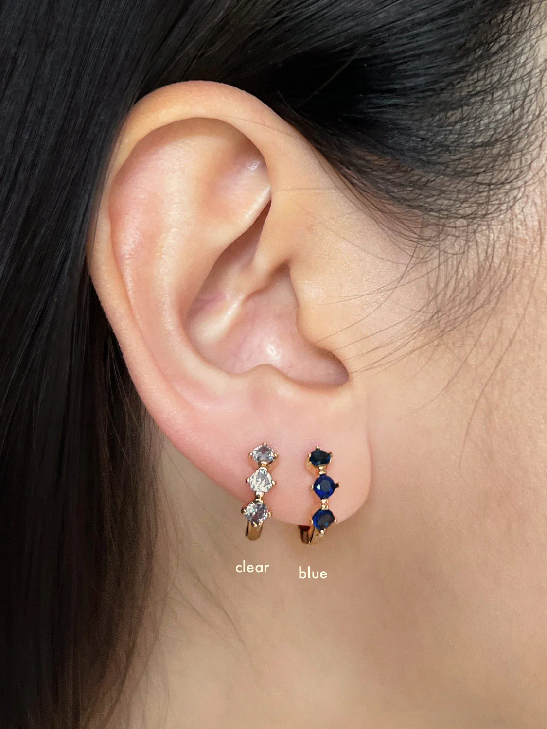 Gemstone Huggies - Clear - Image 3