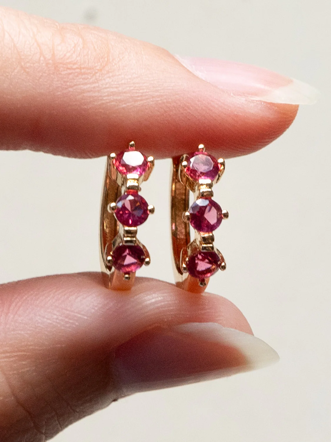 Gemstone Huggies - Magenta - Image 2