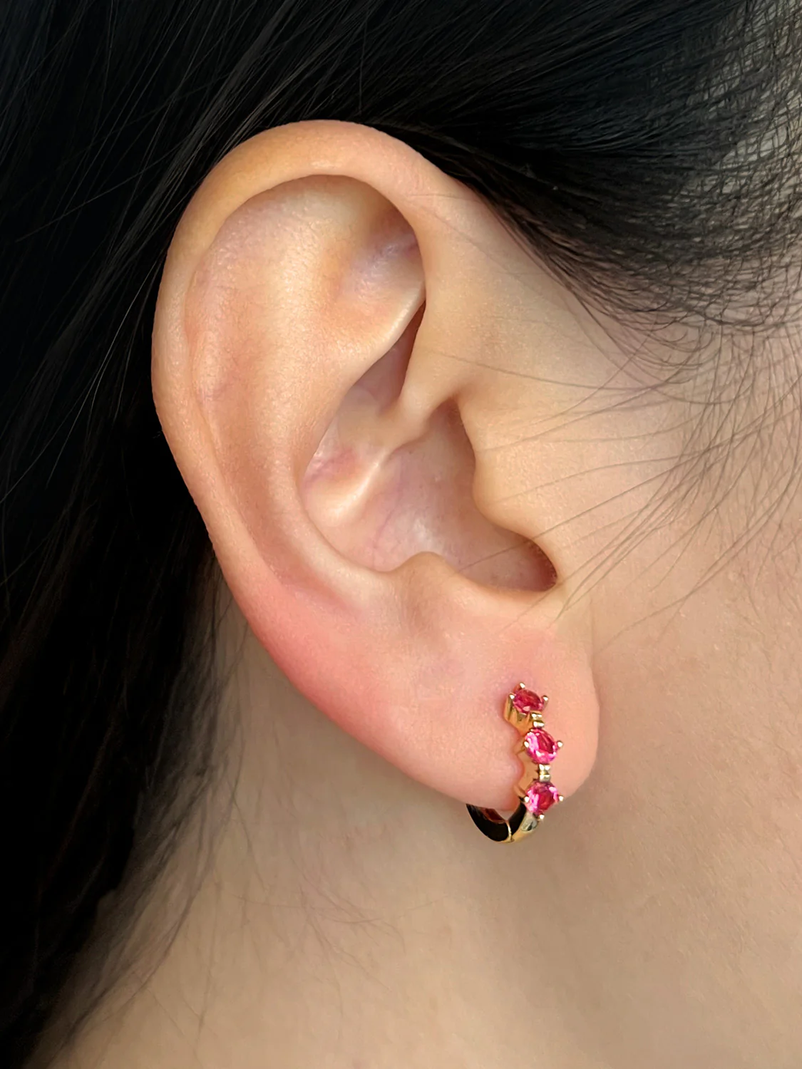 Gemstone Huggies - Magenta - Image 3