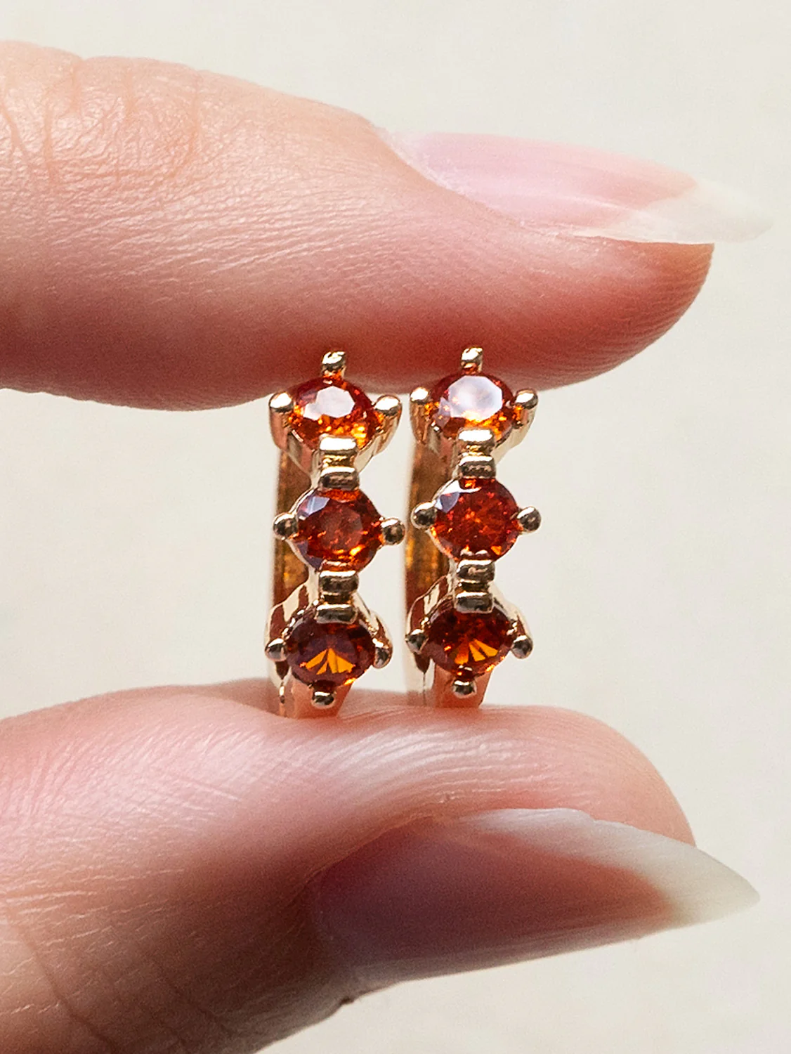 Gemstone Huggies - Orange-red - Image 2