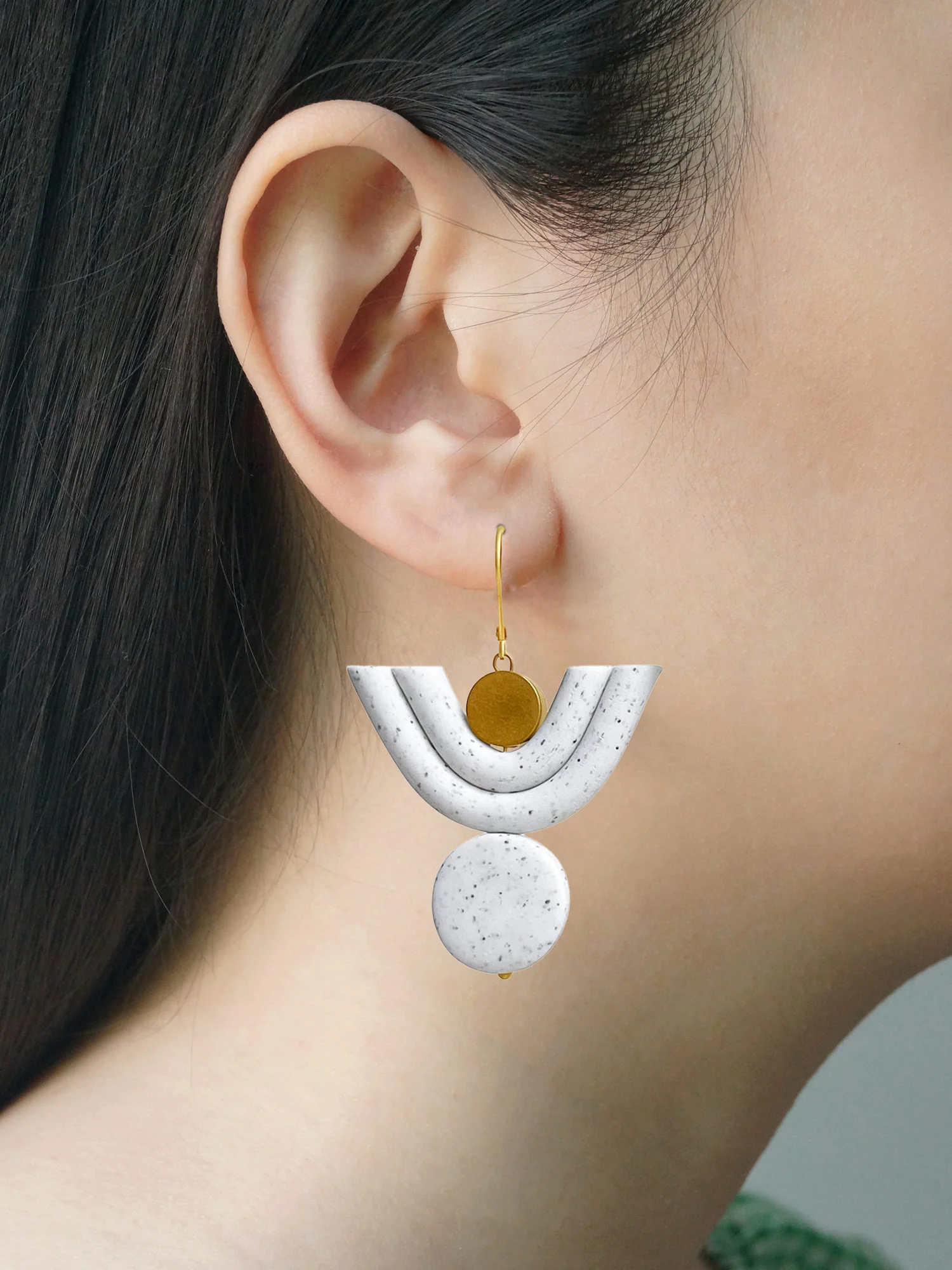 Geometric Shape Earrings - White Speckles - Image 2