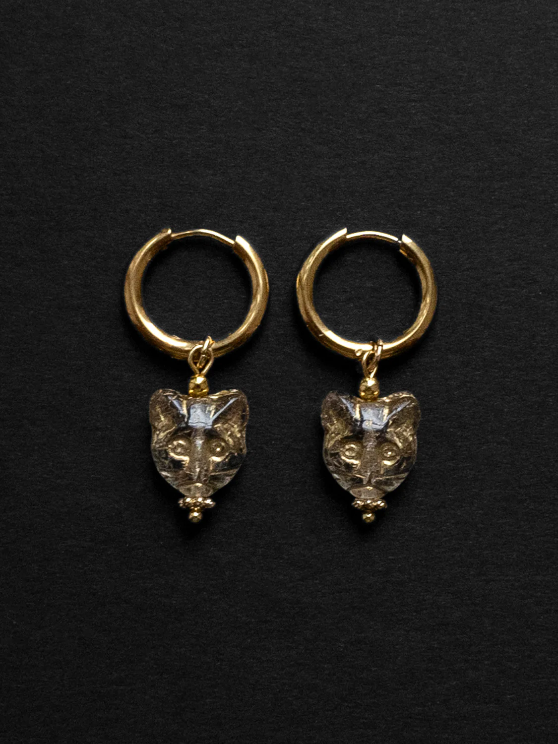 Glass Carved Cat Hoops - Clear - Image 4