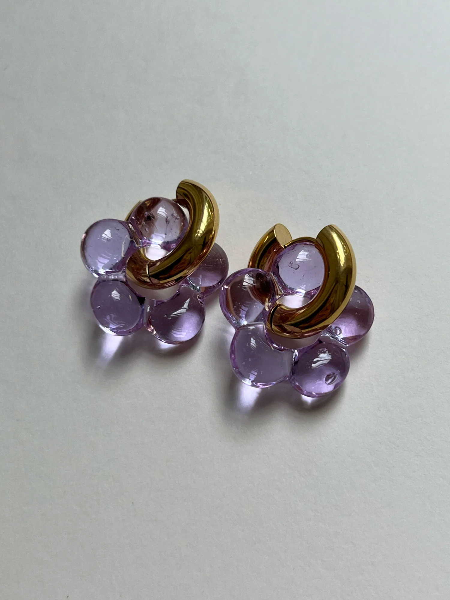 Glass Flower Donut Hoops - Lilac - Image 3