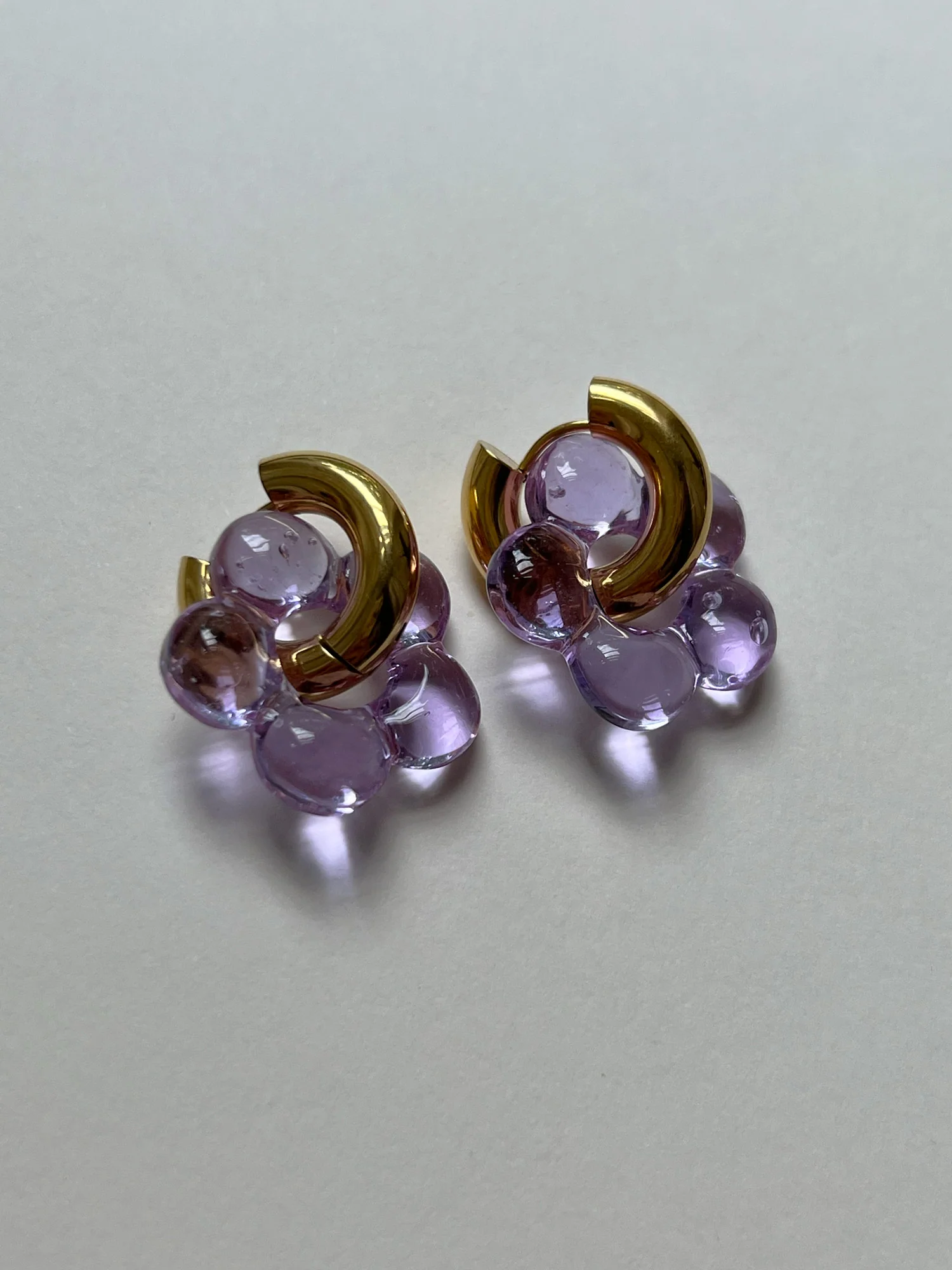 Glass Flower Donut Hoops - Lilac - Image 5