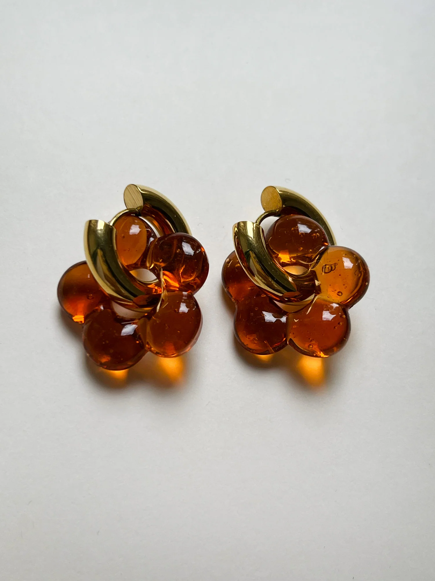 Glass Flower Donut Hoops - Orange - Image 4