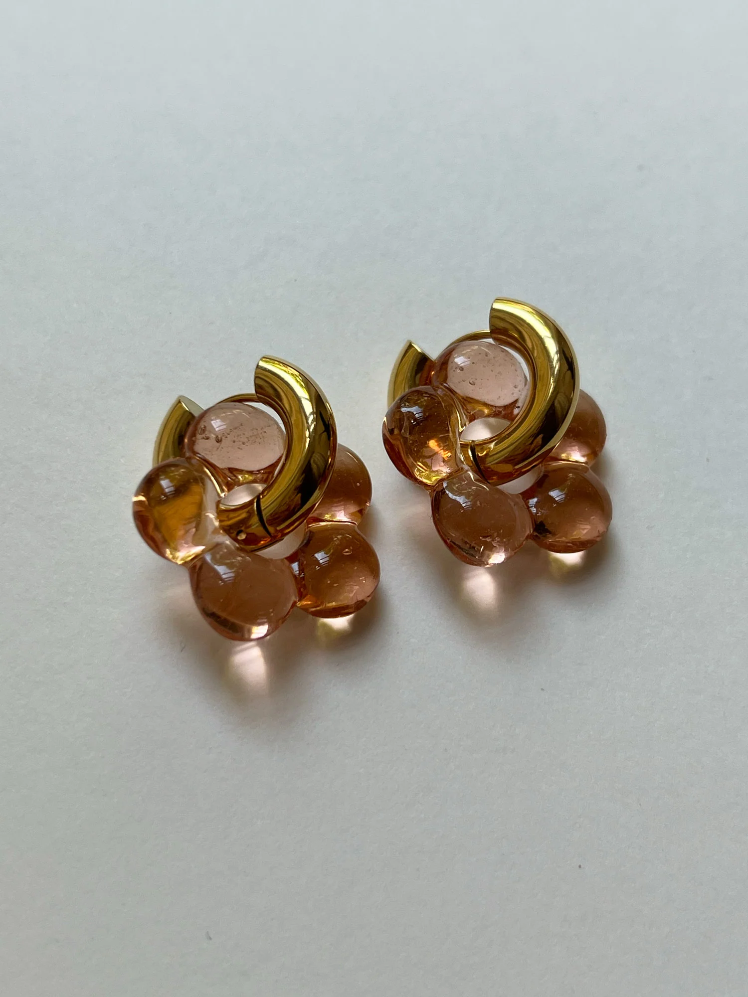Glass Flower Donut Hoops - Peach - Image 3