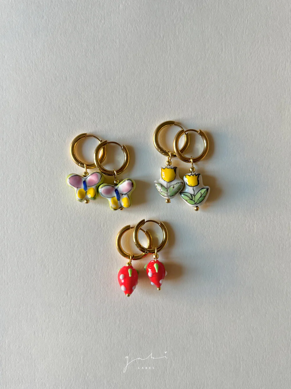 Glass Strawberry Hoop Earrings - Image 4