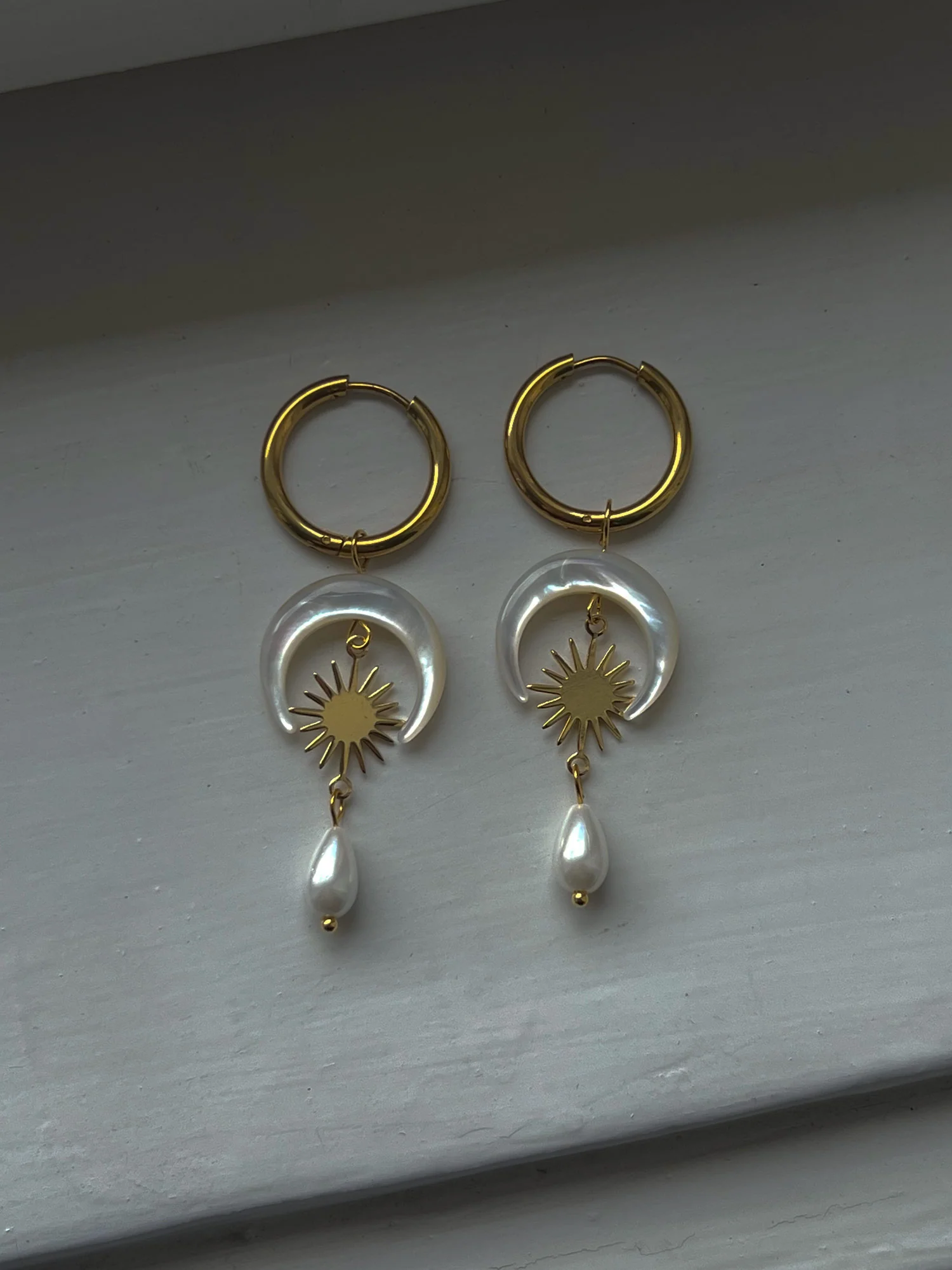 Goddess of Moon and Stars Hoop Earrings - Image 6