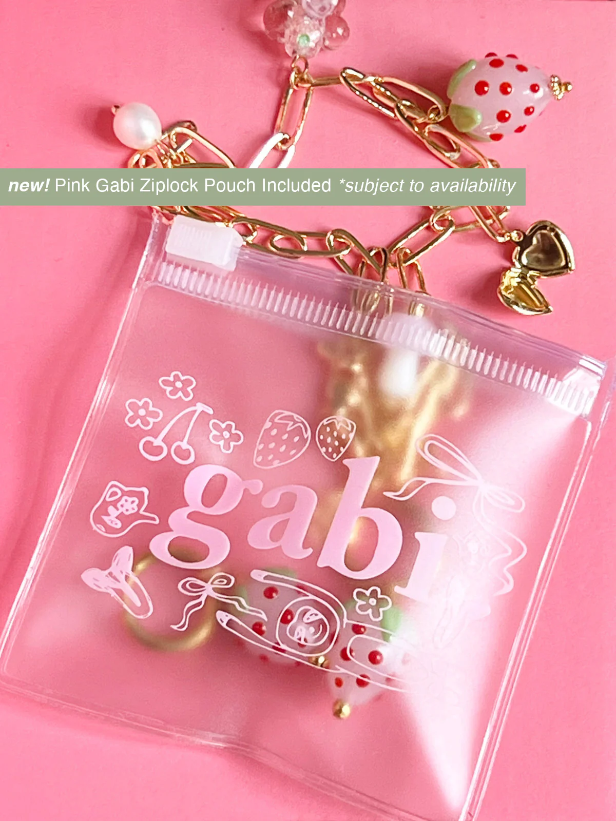 Fruits & Veggies Heart Locket Charm Necklace - Pink Strawberry, Bok Choy & Glass Flowers - Image 4