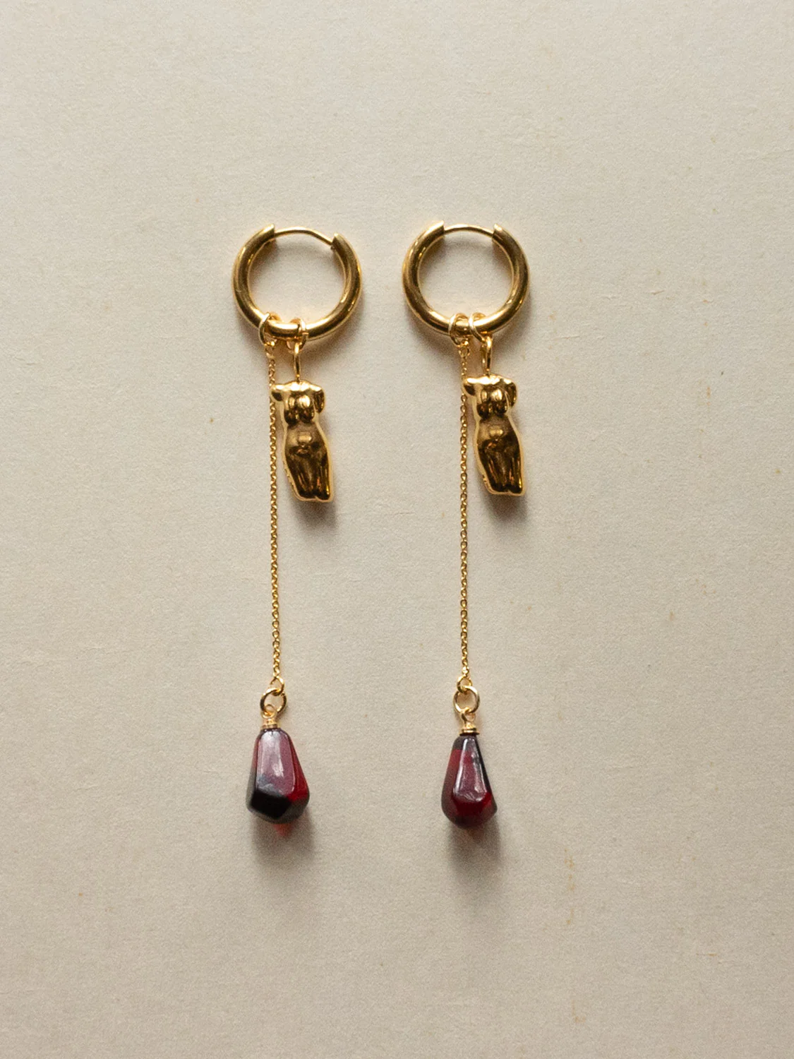 Gold Hoops - Female Form, Pomegranate