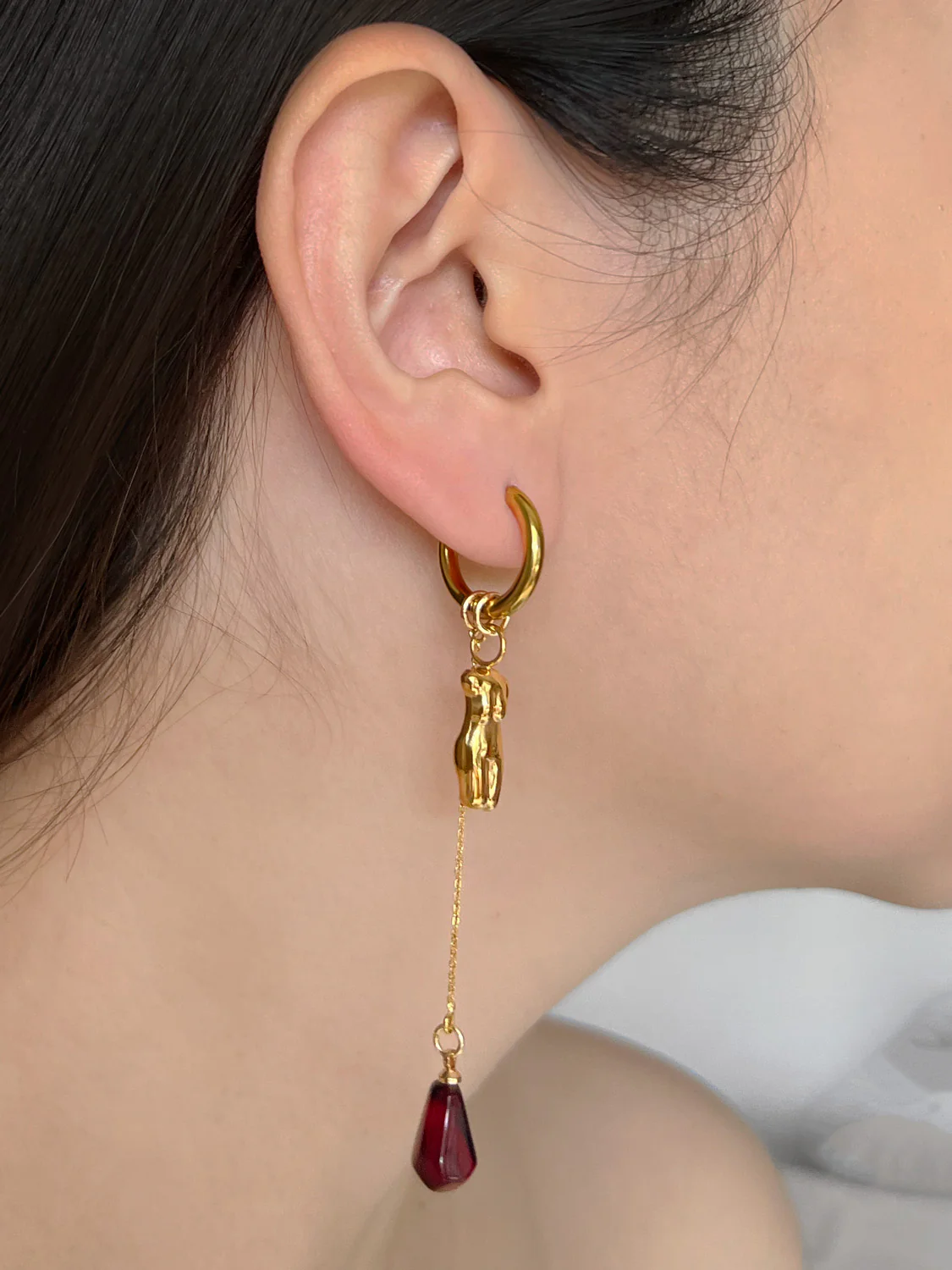 Gold Hoops - Female Form, Pomegranate - Image 3