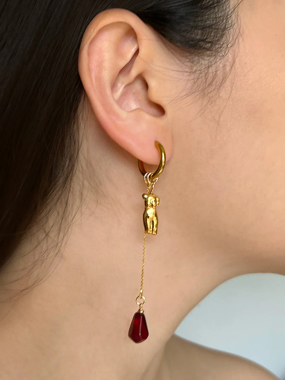 Gold Hoops - Female Form, Pomegranate - Image 5