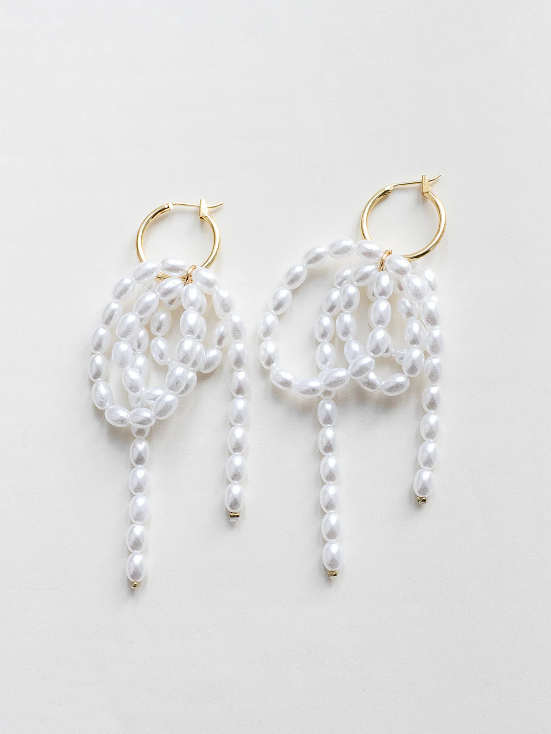 Gold Hoops With Cascading Pearls - Image 2