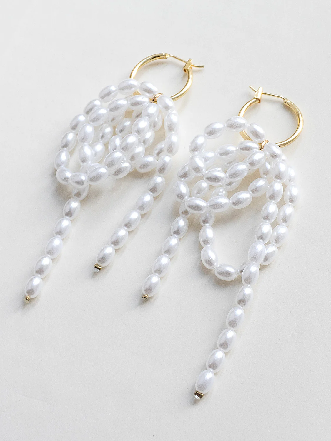 Gold Hoops With Cascading Pearls - Image 3