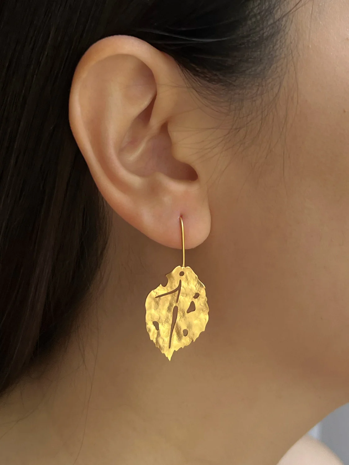 Gold Leaf Earrings - Image 2
