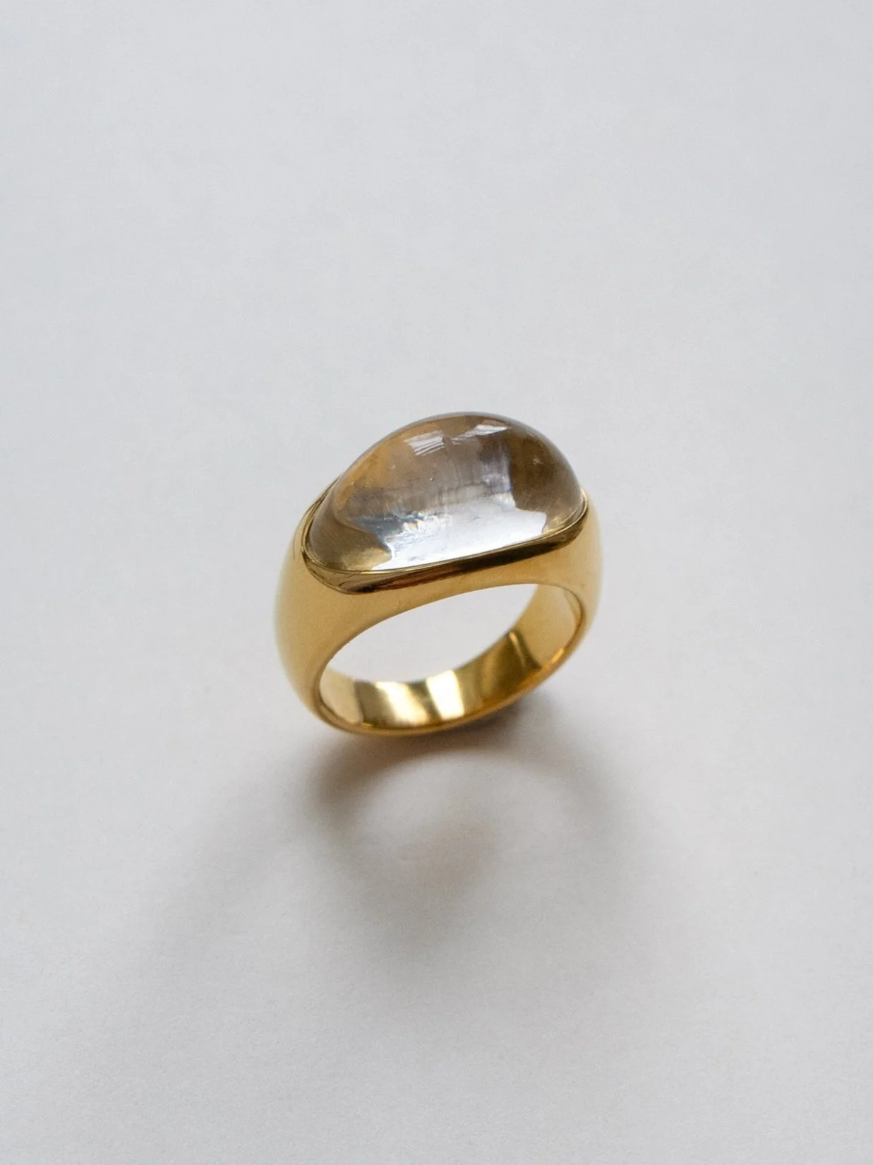 Gold Lucite Ring - Transparent
