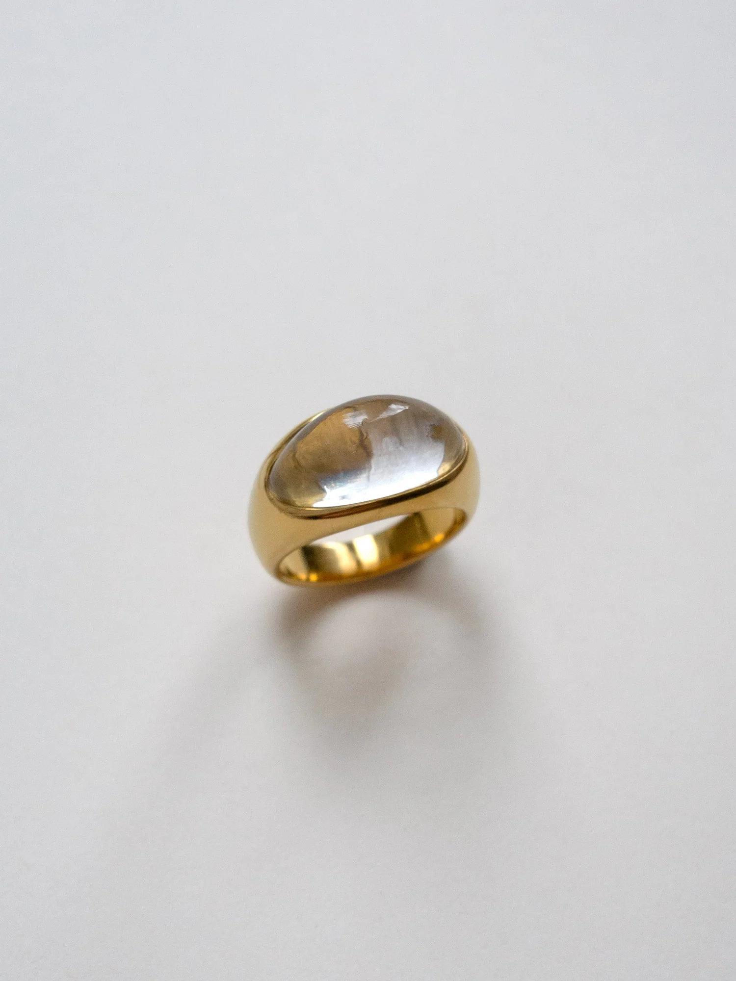 Gold Lucite Ring - Transparent - Image 3