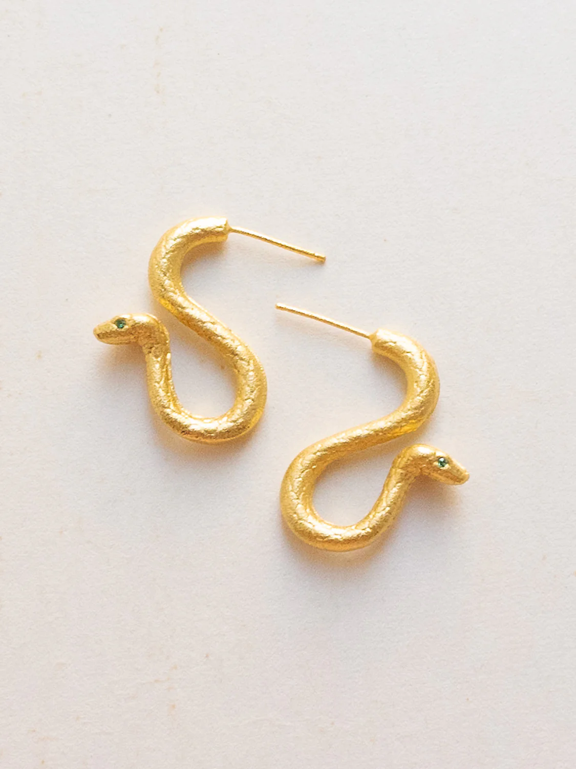 Gold Matte Serpent Earrings