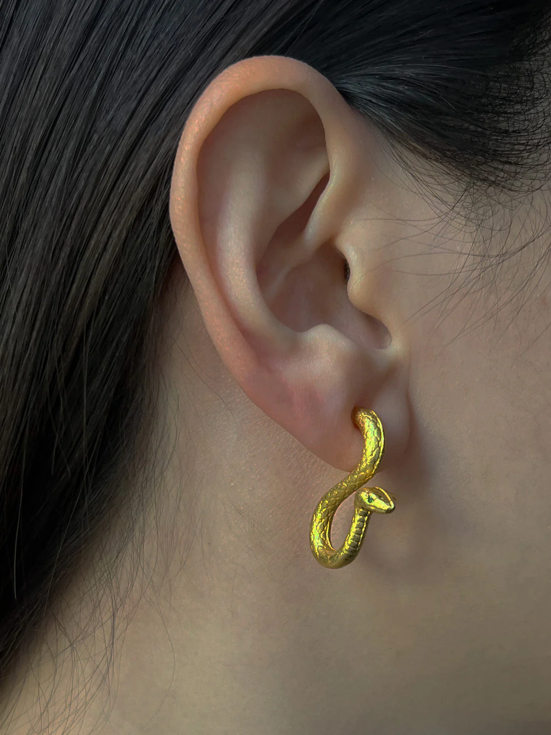 Gold Matte Serpent Earrings - Image 2
