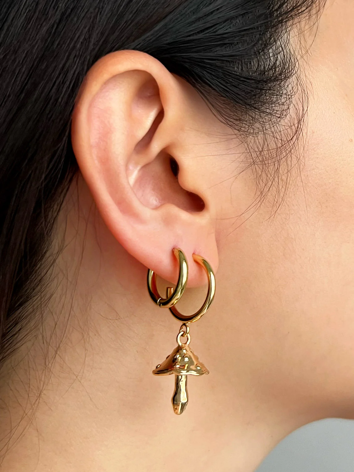 Gold Mushroom Hoops - Image 2