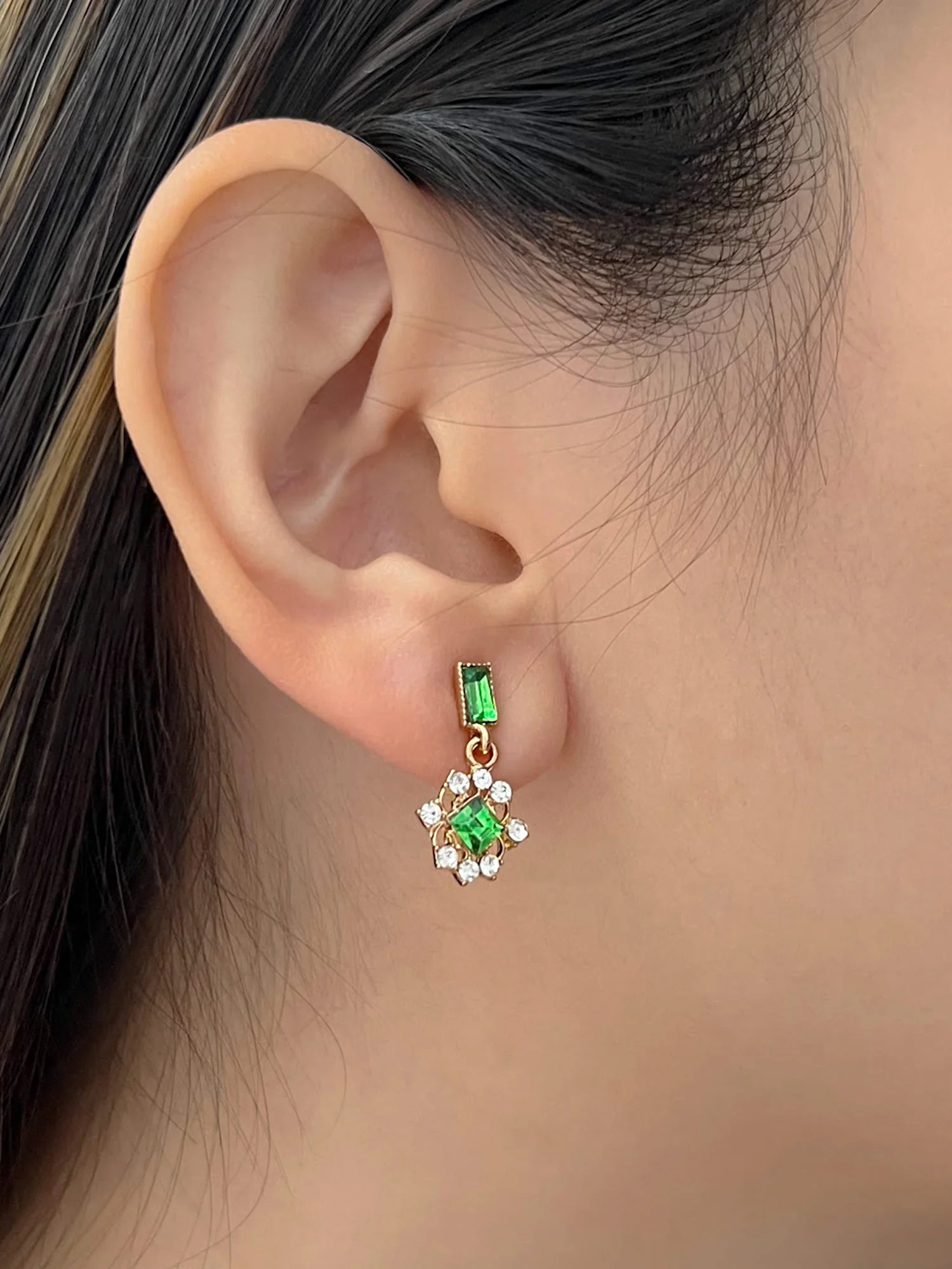 Green Gemstone Earrings - Image 2