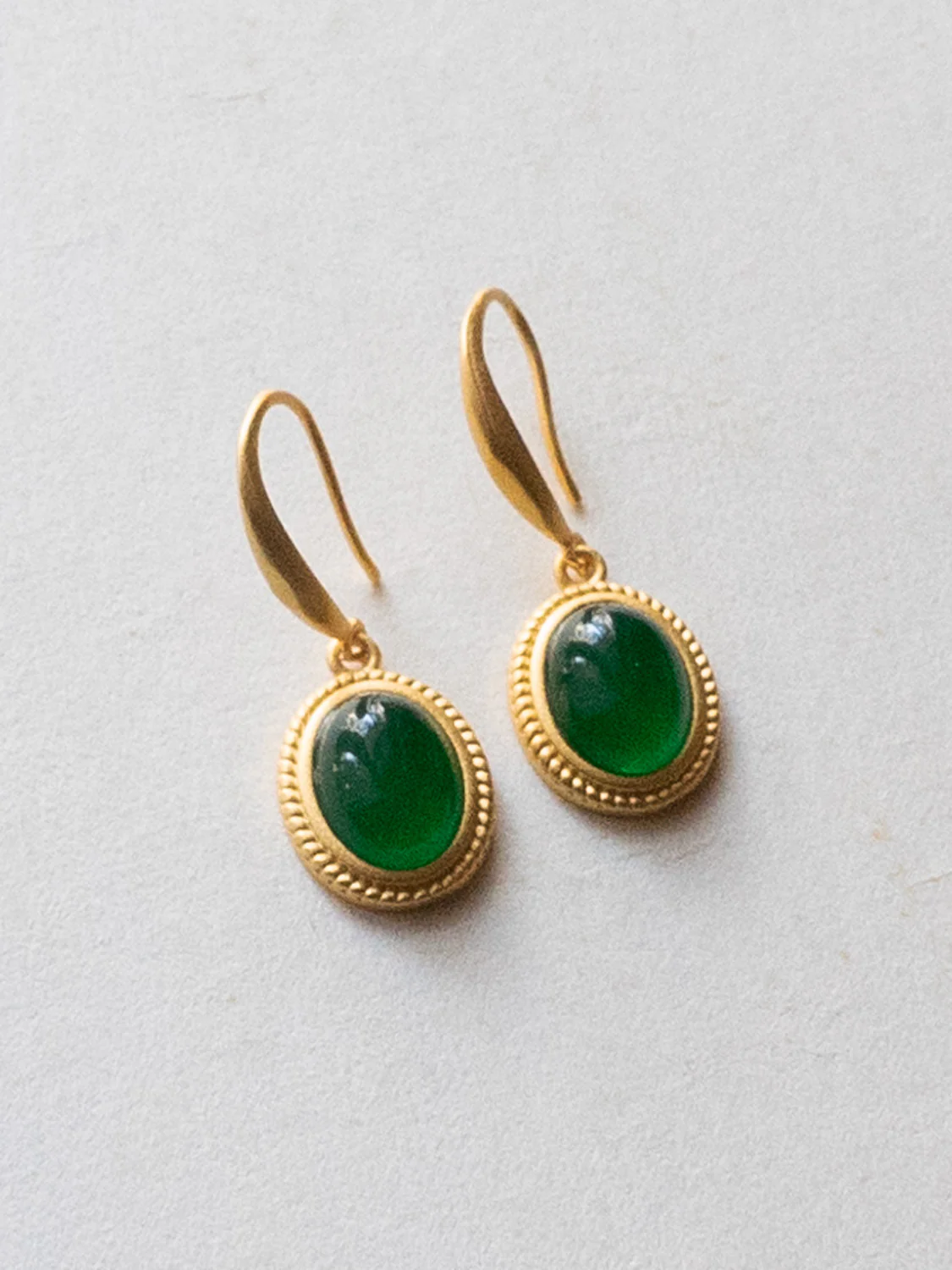 Green Jade Oval Pendant Earrings - Image 4