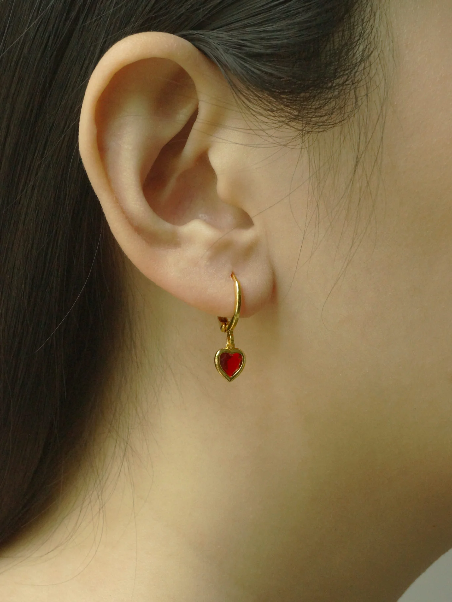 Heart Gem Huggies - Red - Image 3