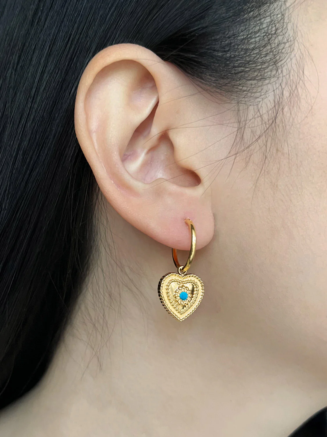 Heart of Stone Hoops - Blue - Image 2