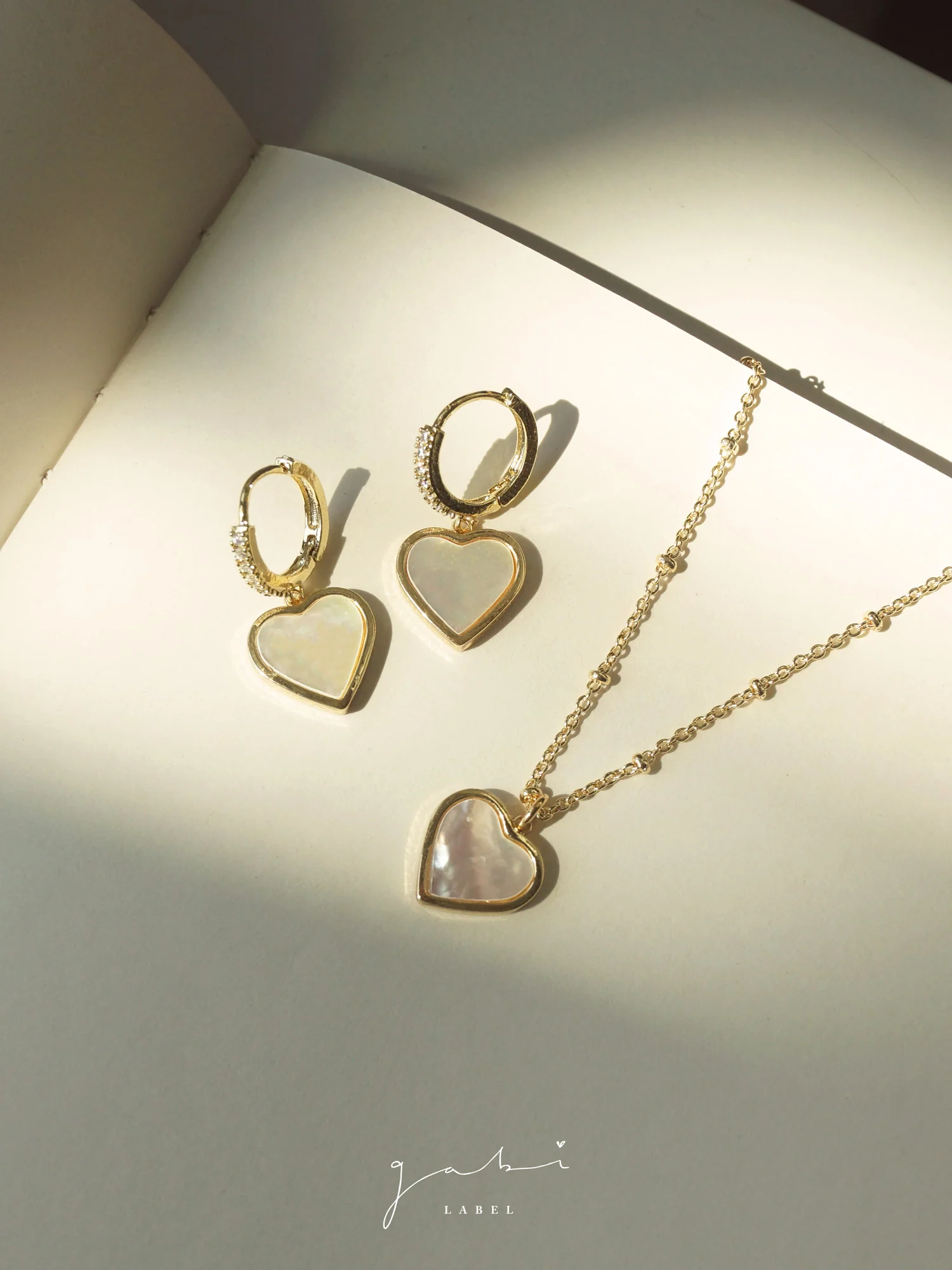 Heart Shell Pendant Huggies - Image 3