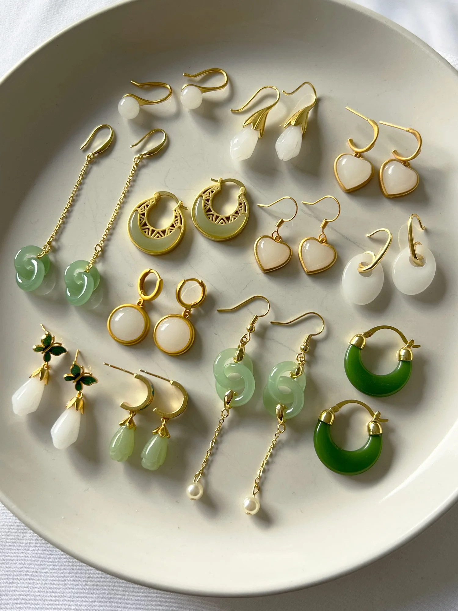 Infinity Jade Drop Earrings with Pearl - Image 5