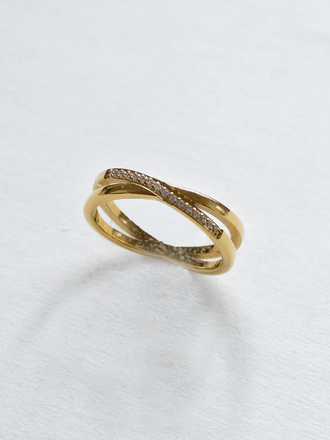 Intersect Ring with Gemstones, Stainless Steel - Gold - Image 4