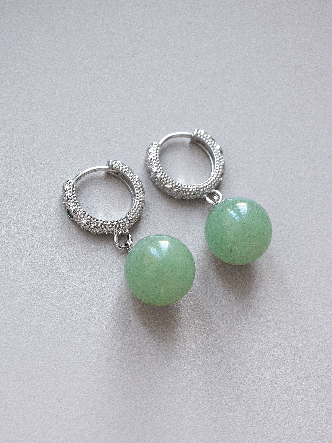 Intricate Huggies, S925 - Silver, Green Aventurine - Image 2