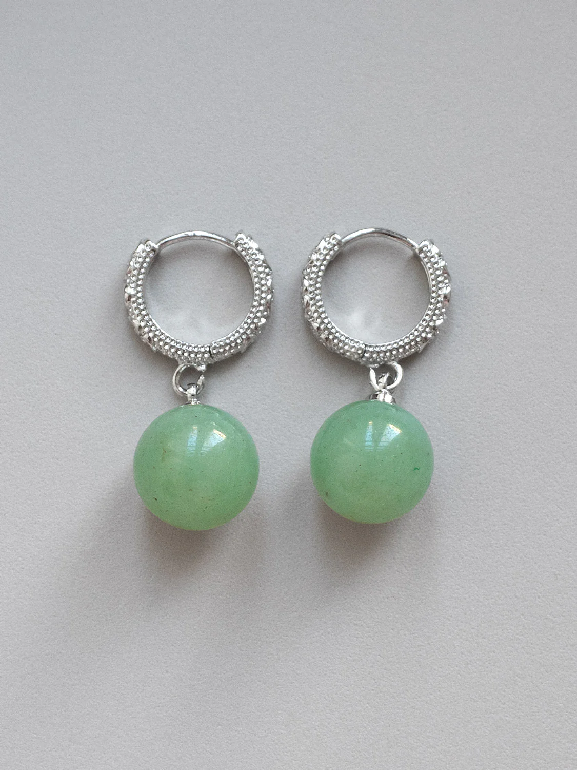 Intricate Huggies, S925 - Silver, Green Aventurine - Image 3