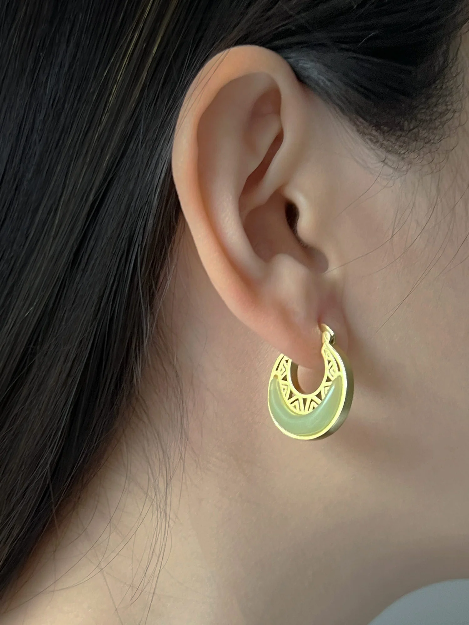 Intricate Jade Hoops - Image 3