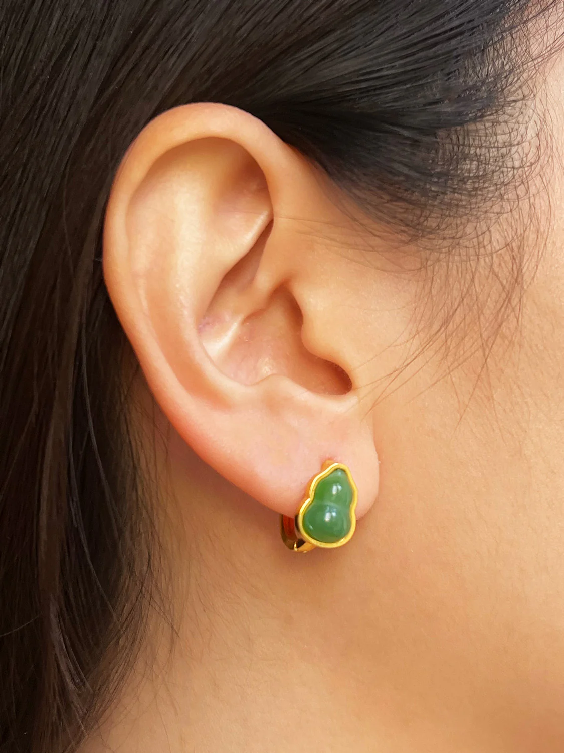 Jade Gourd Huggies - Image 2