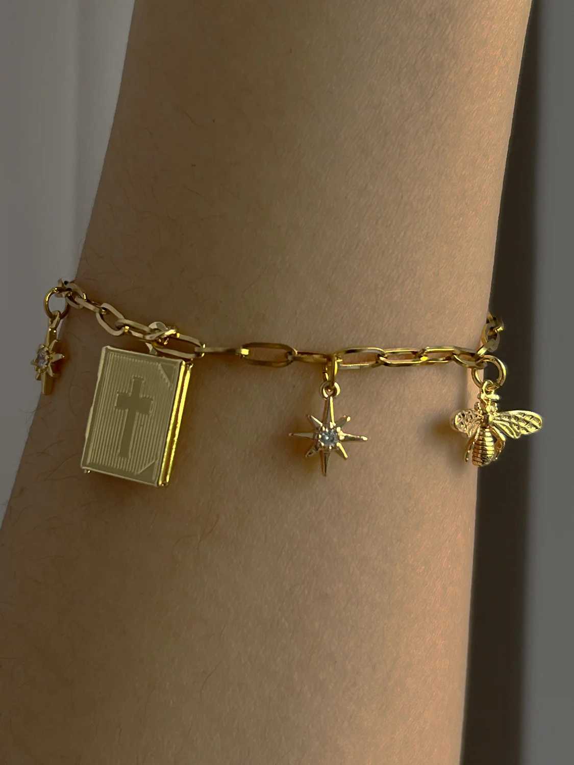 Journey Charm Bracelet - Book Locket, Starburst, Bee - Image 3