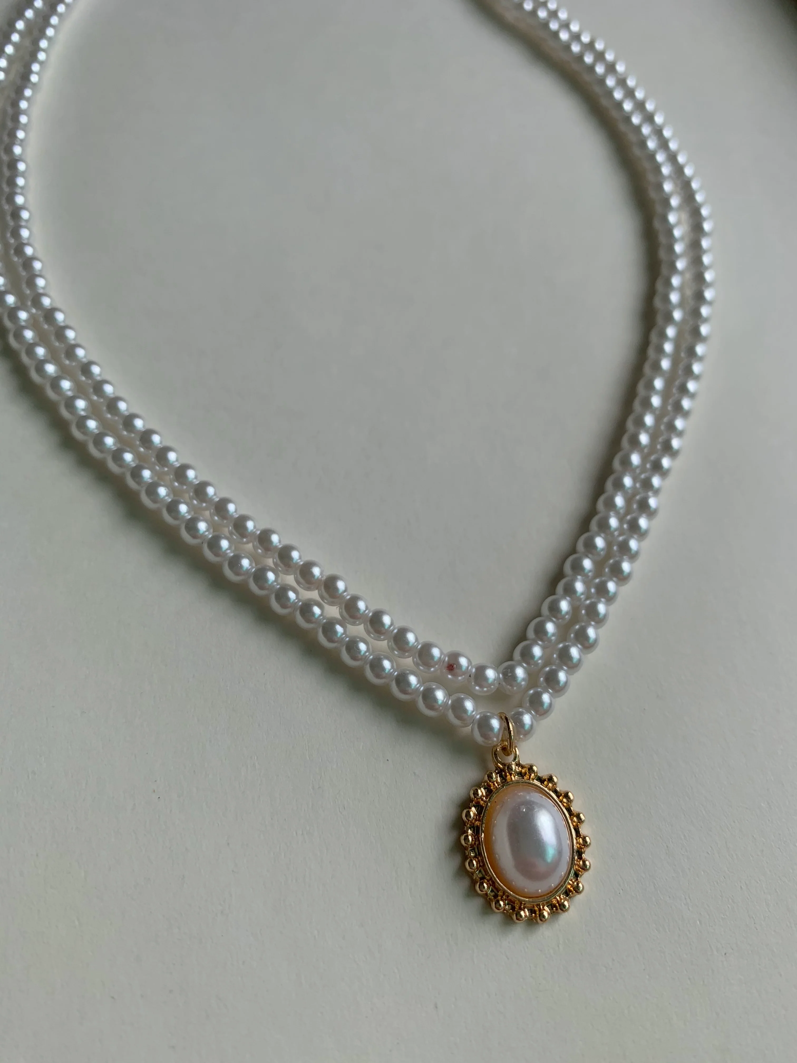 Layered Pearl Pendant Necklace - Image 3