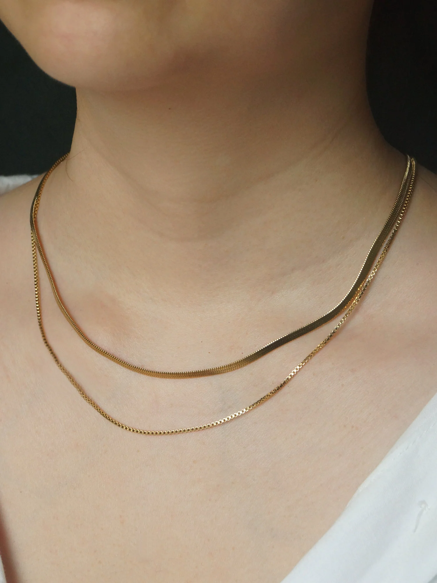 Layered Snake Chain Necklace *18K Gold-plated Stainless Steel - Image 6