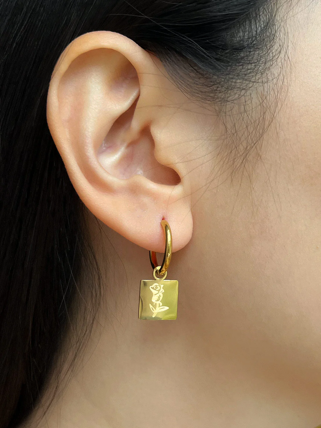 Little Hoops, Stainless Steel - Rose - Image 2