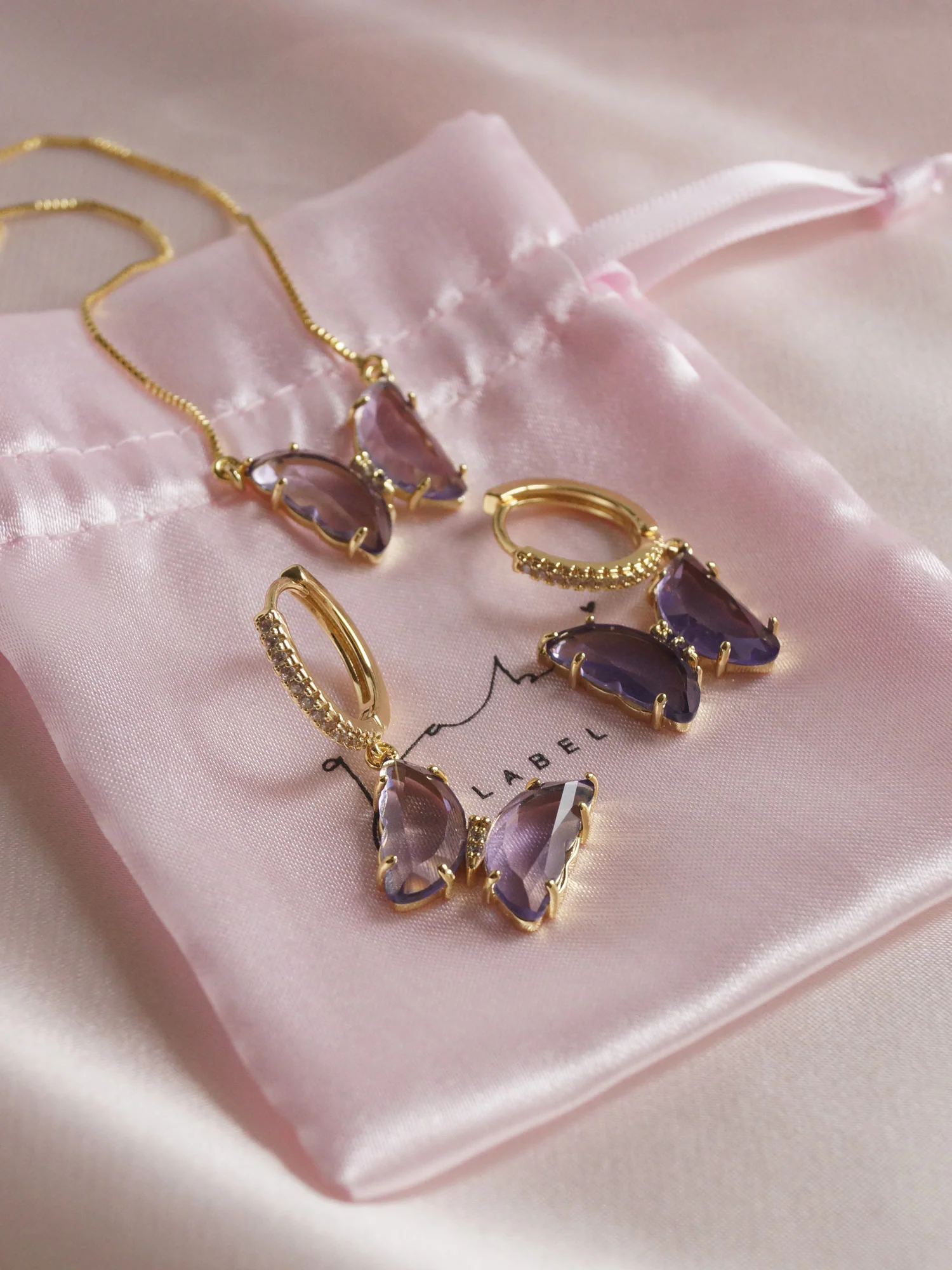 Loveday Butterfly Hoops - Purple *14k Gold-plated - Image 3