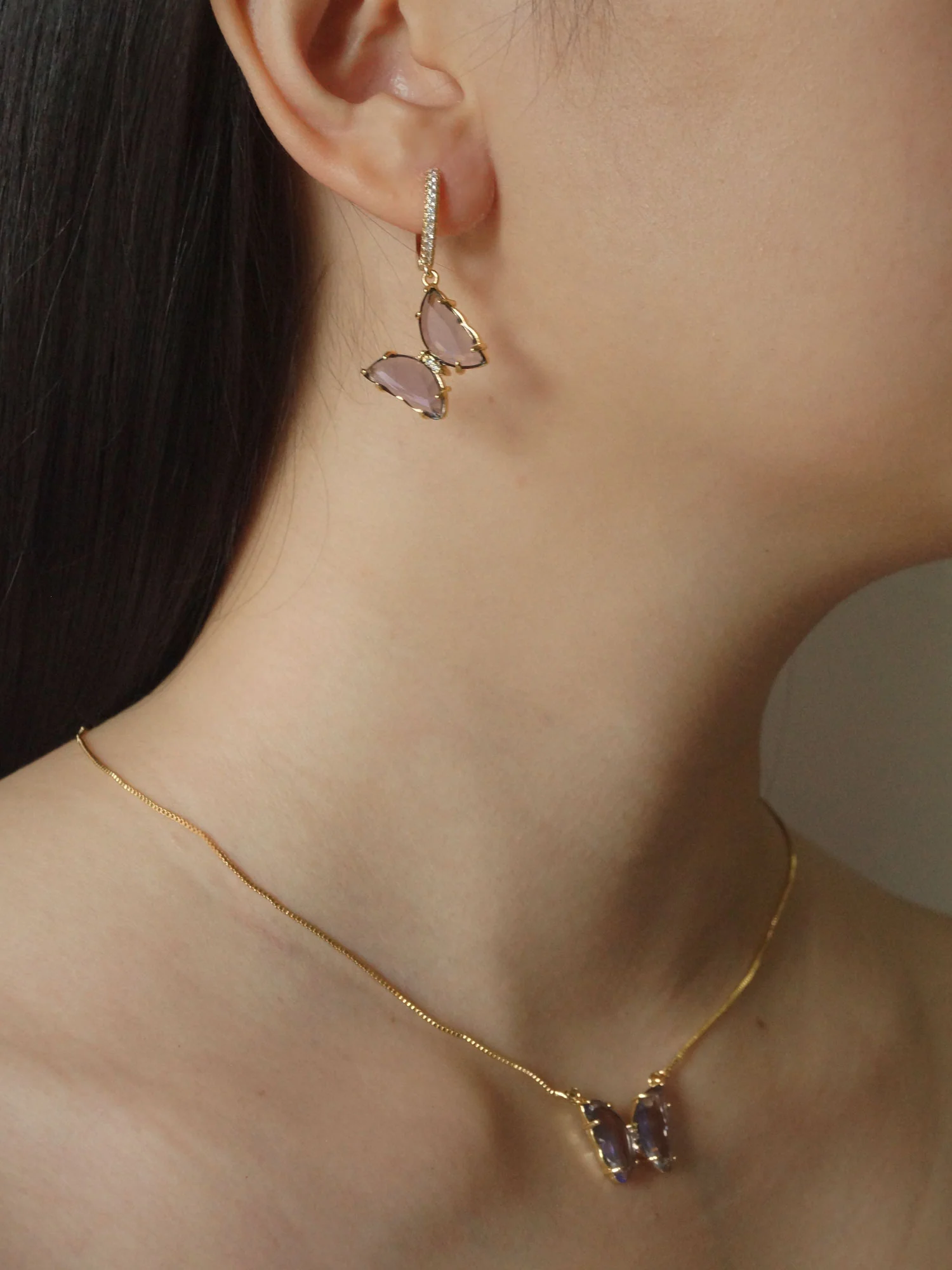 Loveday Butterfly Hoops - Purple *14k Gold-plated - Image 4